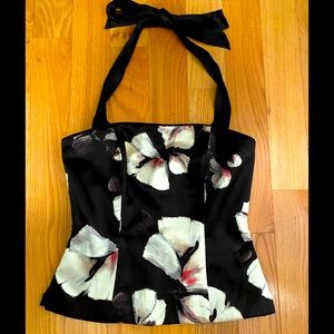 White House Black Market Silk Corset Halter Top